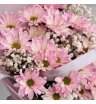Букет розовых ромашек с гипсофилой 1