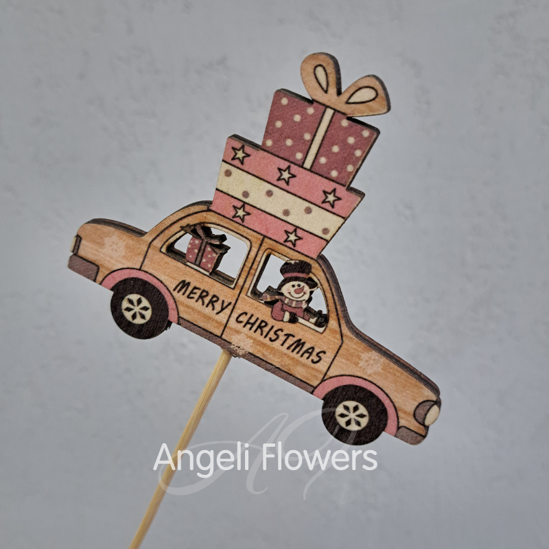 Топпер «снеговик в машине»