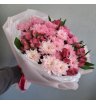 Букет Малиновых Альстромерий и Розовых Хризантем